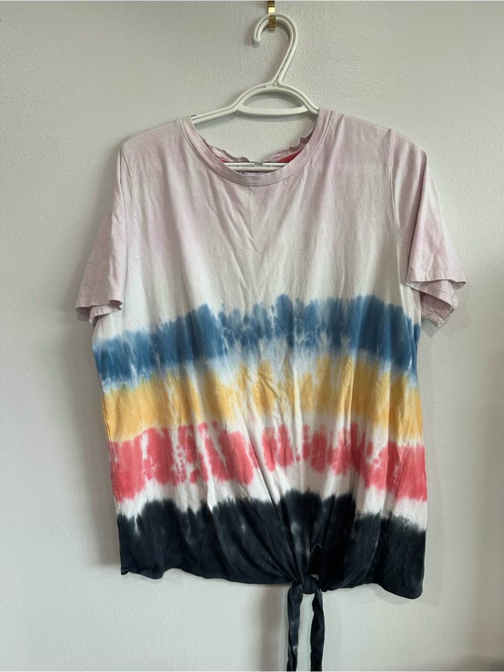 Boutique Tie Front Tie-Dye Short Sleeve Tee, Multi Color, 100% Cotton, 1X